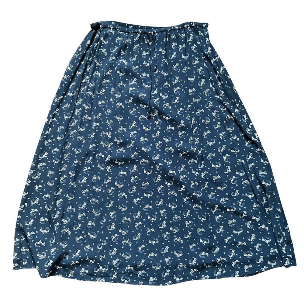 L.L. Bean Black and White Floral Skirt: 90s, Y2K
